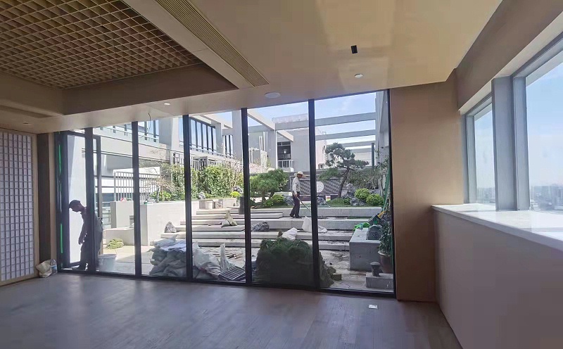 杭州市濱江區中贏星際@木紋鋁單板和木紋鋁格柵組合